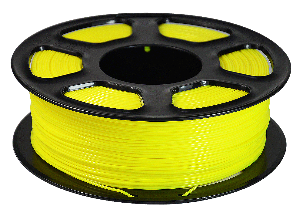 PLA filament i gul färg på spole för 3D-skrivare